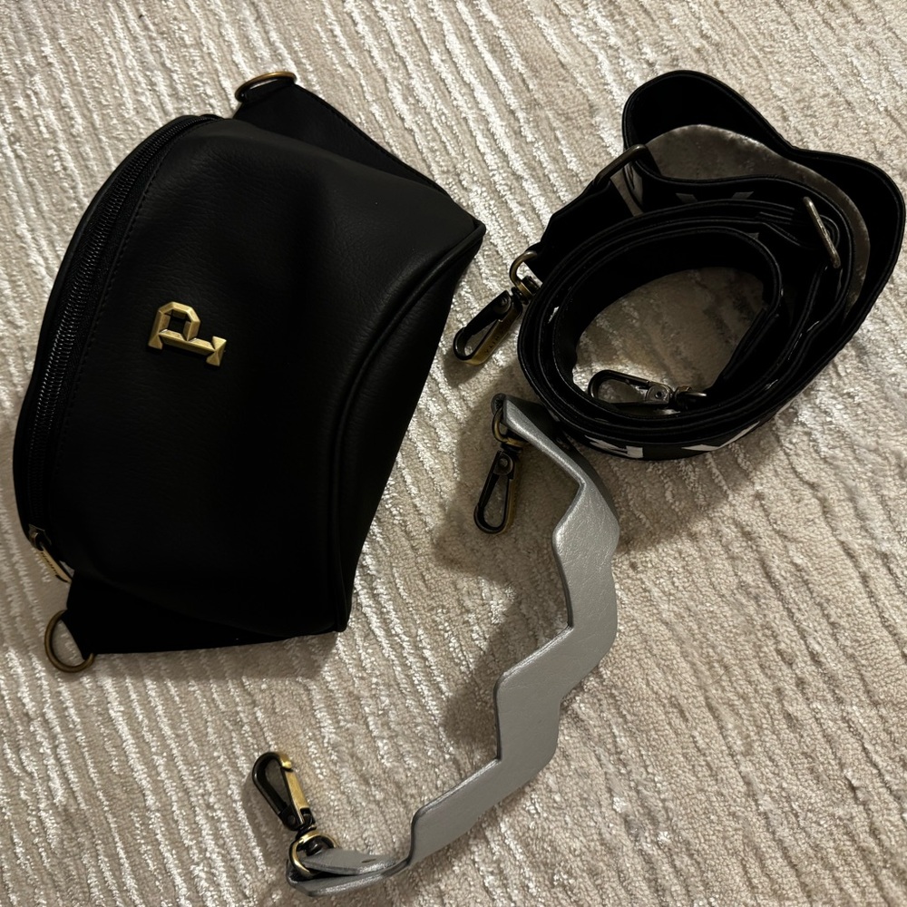 Brand New !!!Black Crossbody Bag with Gold Accents